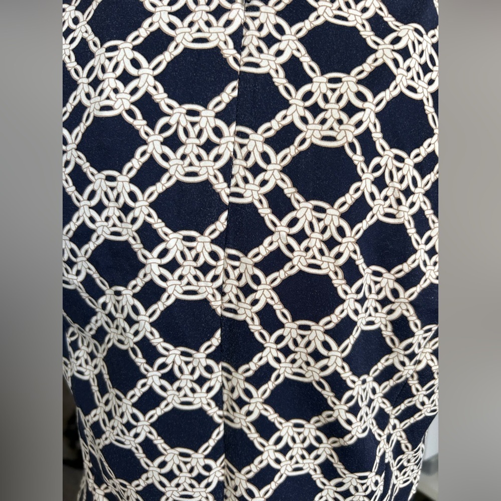 5/$25 Talbots Navy Blue Dress with Nautical Rope Like Pattern Size Small - Picture 4 of 9